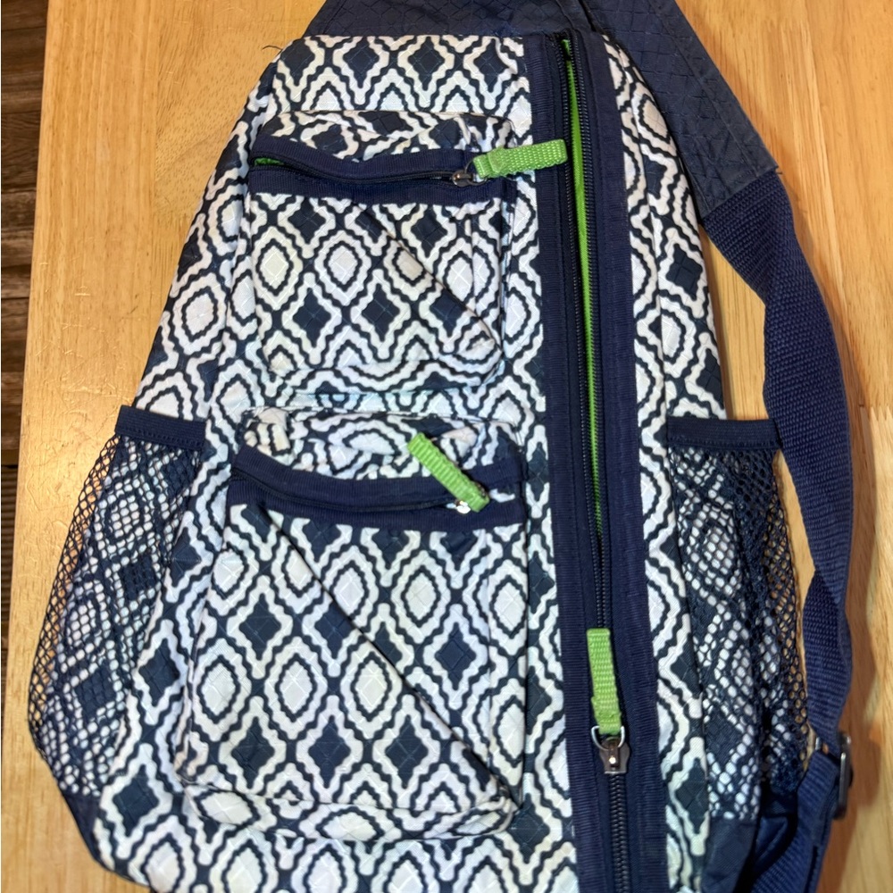 Thirty-One Navy and White Patterned Backpack